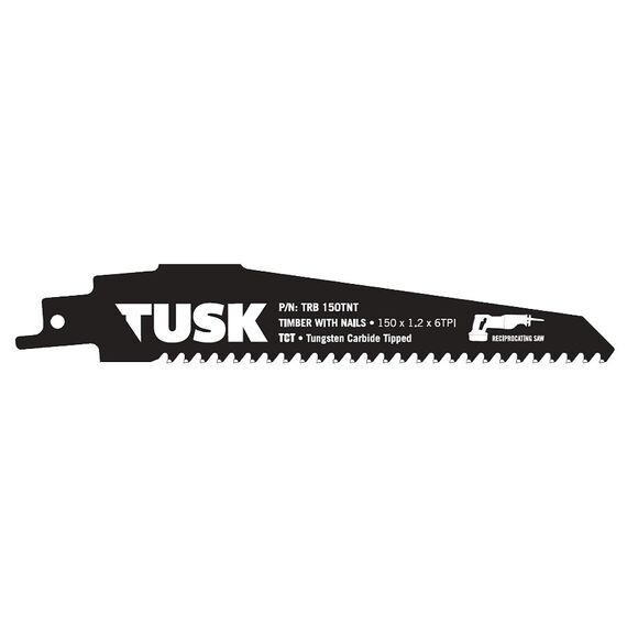 TUSK TCT SABRE SAW BLADE FOR TIMBER WITH NAILS 150MM TRB150TNT