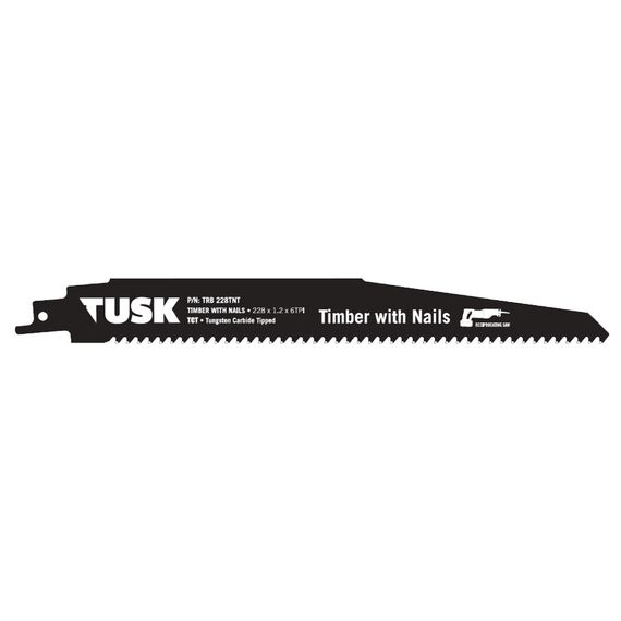 TUSK TCT SABRE SAW BLADE FOR TIMBER WITH NAILS 228MM TRB228TNT