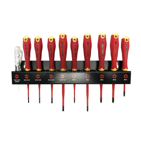 FELO 413 ERGONIC E-SLIM SCREWDRIVER SET WITH METAL RACK 10 PACK SCR-S413S10ES