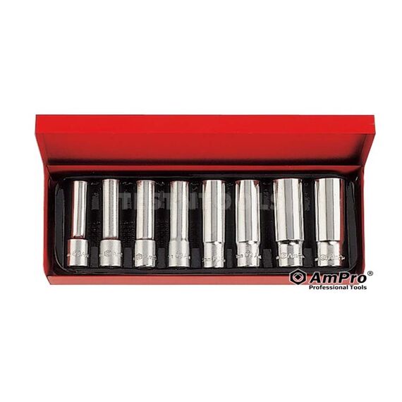 AMPRO DEEP SOCKET SET 1/2" 6PT 8PC SOCS-T45400