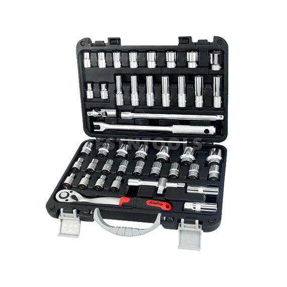 AMPRO SOCKET SET 1/2" 6PT 45PC SOCS-T46172