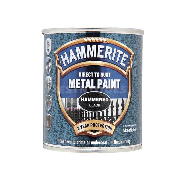 HAMMERITE DIRECT TO RUST METAL PAINT HAMMERED FINISH BLACK 250ML PAIH-025B