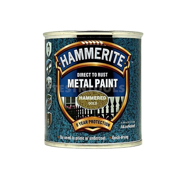 HAMMERITE DIRECT TO RUST METAL PAINT HAMMERED FINISH GOLD 250ML PAIH-025G