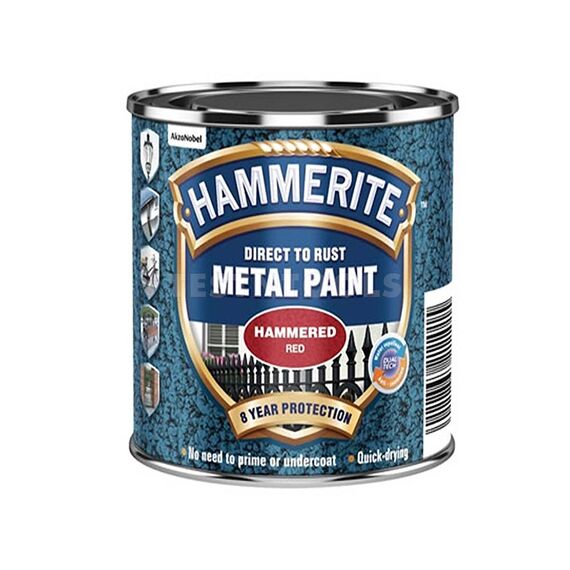 HAMMERITE DIRECT TO RUST METAL PAINT HAMMERED FINISH RED 250ML PAIH-025R