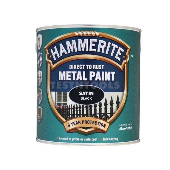 HAMMERITE DIRECT TO RUST METAL PAINT SATIN BLACK 250ML PAIS-025BL