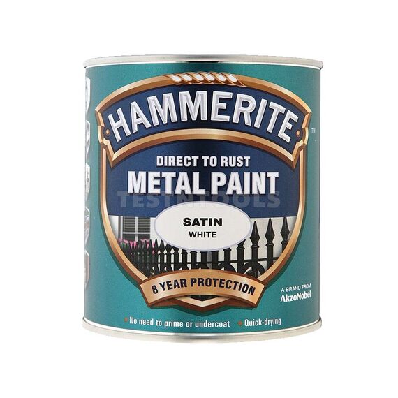 HAMMERITE DIRECT TO RUST METAL PAINT SATIN WHITE 250ML PAIS-025WH