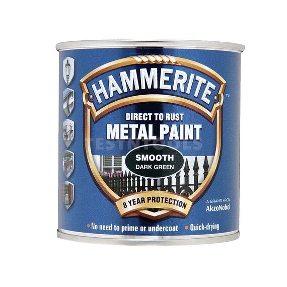 HAMMERITE DIRECT TO RUST METAL PAINT SMOOTH DARK GREEN 250ML PAIS-025DG