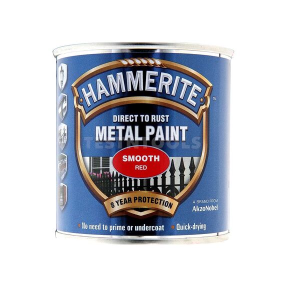 HAMMERITE DIRECT TO RUST METAL PAINT SMOOTH RED 250ML PAIS-025R