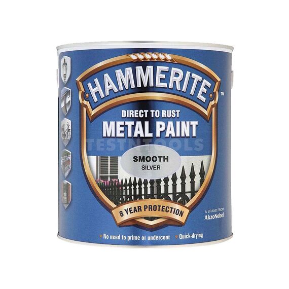 HAMMERITE DIRECT TO RUST METAL PAINT SMOOTH SILVER 750ML PAIS-075S