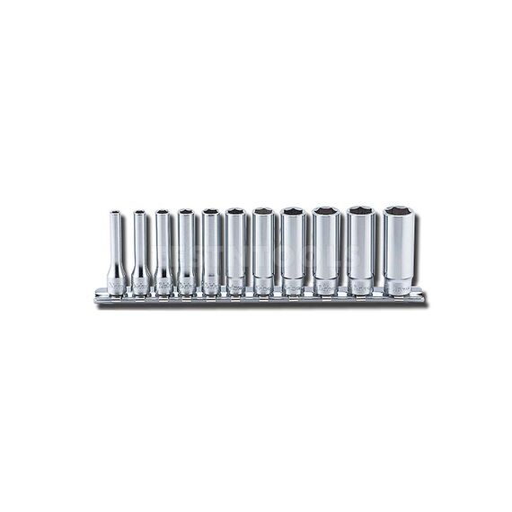 KOKEN DEEP SOCKET SET ON RAIL 1/4" DRIVE 4MM - 14MM 6PT 11 PIECE RS2300M/11