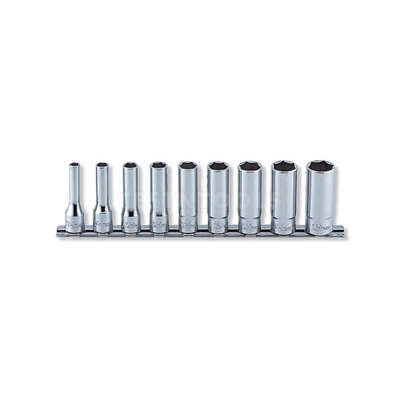 KOKEN DEEP SOCKET SET ON RAIL 3/8" DRIVE 1/4" - 3/4" 6PT 9 PIECE RS3300A/9