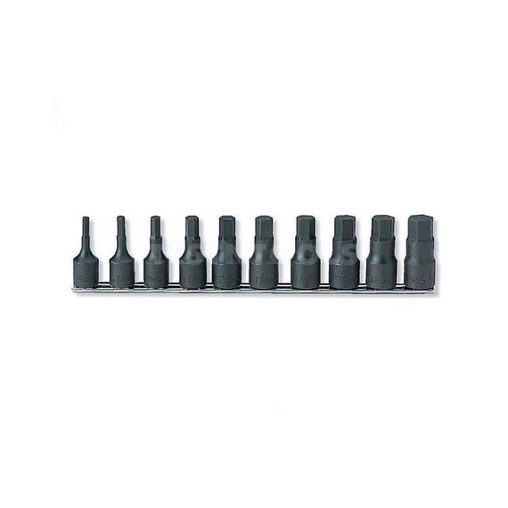 KOKEN HEX BIT SOCKET SET ON RAIL 1/2" DRIVE 3/16" - 3/4" 10 PIECE RS4012A/10