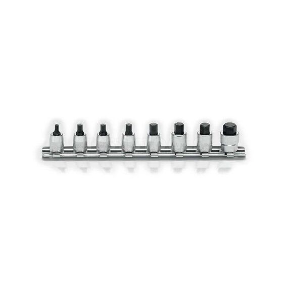 KOKEN HEX BIT SOCKET SET ON RAIL 1/4" DRIVE 1/8" - 3/8" 8 PIECE RS2010A/8