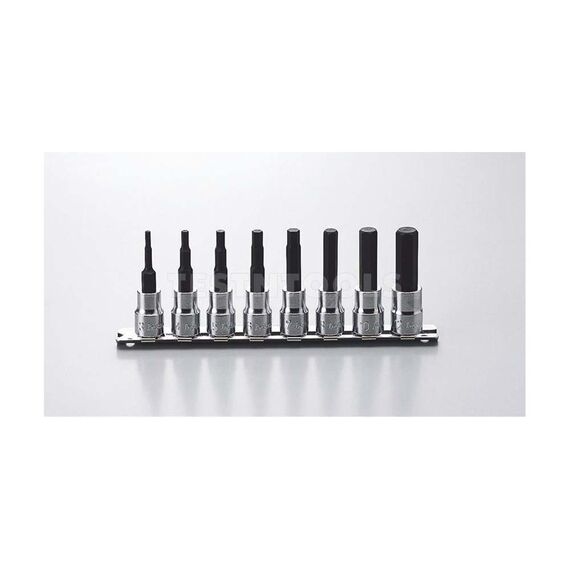 KOKEN HEX BIT SOCKET SET ON RAIL 3/8" DRIVE 3MM - 12MM 8 PIECE RS3010M/8-L100