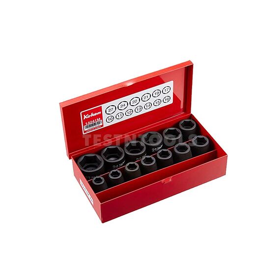 KOKEN IMPACT SOCKET SET 1/2" DRIVE 10MM - 27MM 6PT 13 PIECE 14241M
