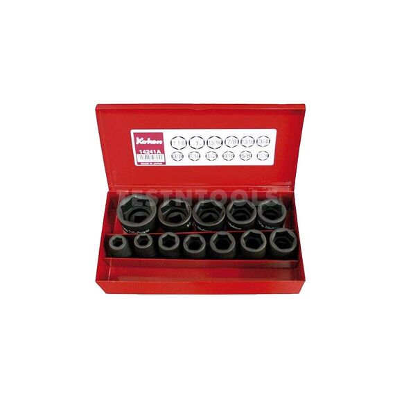 KOKEN IMPACT SOCKET SET 1/2" DRIVE 3/8" - 1.1/8" 6PT 12 PIECE 14241A
