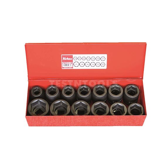KOKEN IMPACT SOCKET SET 3/4" DRIVE 19MM - 41MM 6PT 13 PIECE 16201M