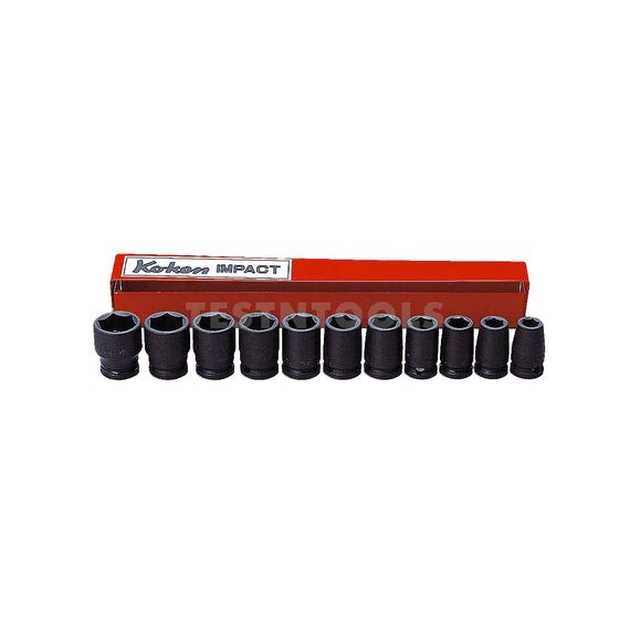 KOKEN IMPACT SOCKET SET 3/8" DRIVE 9MM - 19MM 6PT 11 PIECE 13241M