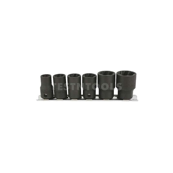 KOKEN NUT TWISTER SOCKET SET ON RAIL 3/8" DRIVE 10MM - 19MM 6 PIECE RS3127M/6