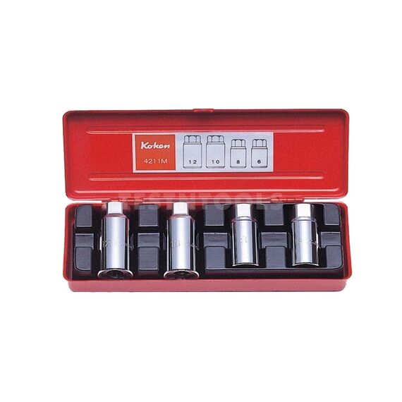 KOKEN SCREW AND STUD PULLER SET 1/2" DRIVE 1/4" - 1/2" 4 PIECE 4211A