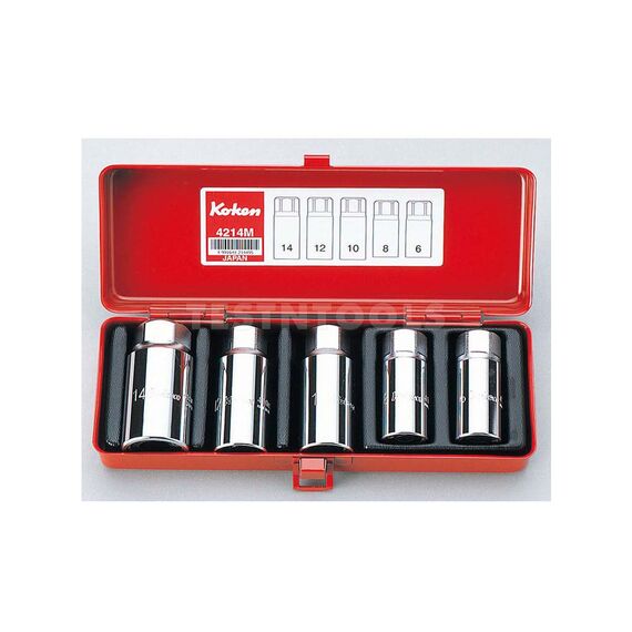 KOKEN SCREW AND STUD PULLER SET 1/2" DRIVE 6MM - 14MM 5 PIECE 4214M