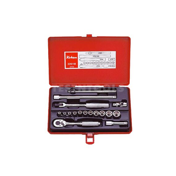 KOKEN SOCKET SET 1/4" DRIVE 4MM - 12MM 6PT 17 PIECE 2261M
