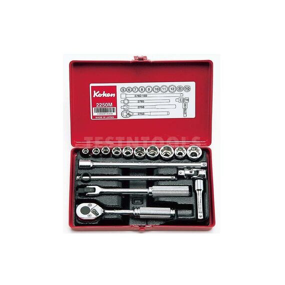 KOKEN SOCKET SET 1/4" DRIVE 5MM - 12MM 6PT 8PT 16 PIECE 2250M