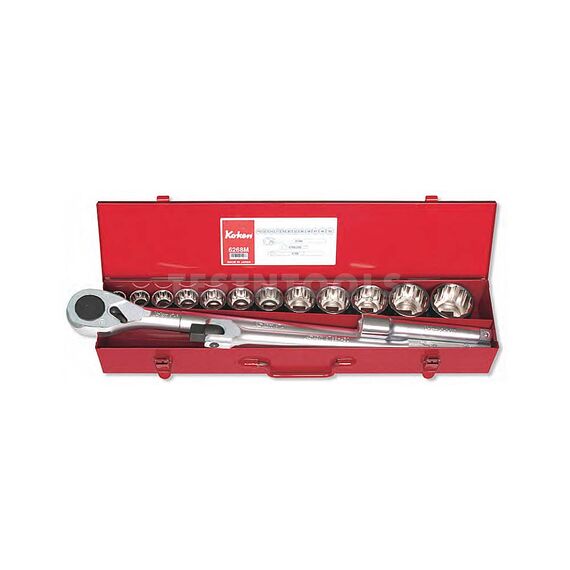 KOKEN SOCKET SET 3/4" DRIVE 19MM - 50MM 12PT 15 PIECE 6268M