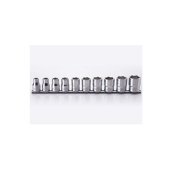KOKEN SOCKET SET ON RAIL 1/2" DRIVE 3/8" - 15/16" 6PT 10 PIECE RS4400A/10