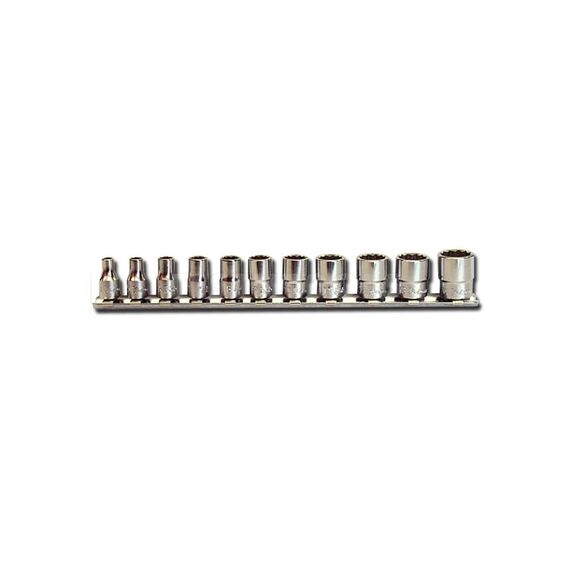 KOKEN SOCKET SET ON RAIL 1/4" DRIVE 4MM - 14MM 12PT 11 PIECE RS2405M/11