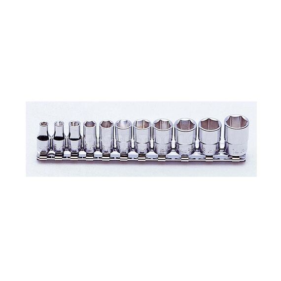 KOKEN SOCKET SET ON RAIL 1/4" DRIVE 4MM - 14MM 6PT 11 PIECE RS2400M/11