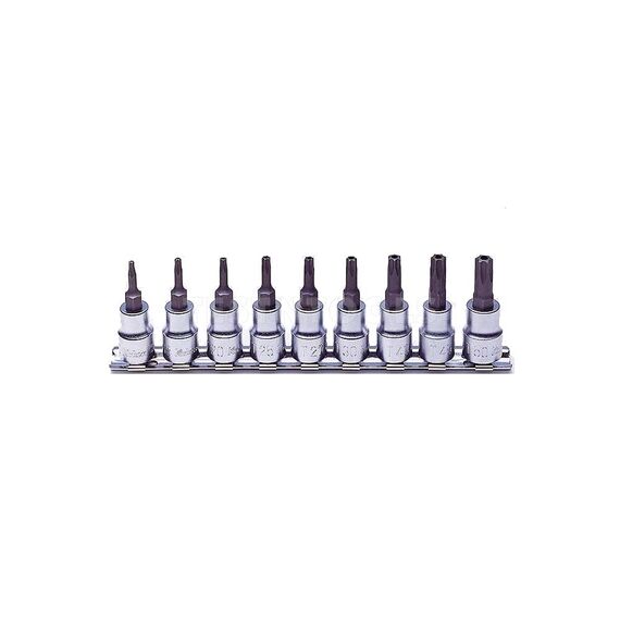 KOKEN TORX BIT SOCKET SET ON RAIL TAMPER PROOF 3/8" DRIVE TH10 - TH50 9 PIECE RS3025/9