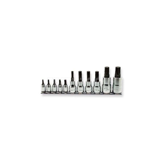 KOKEN TORX PLUS BIT SOCKET SET ON RAIL 1/4" 3/8" 1/2" DRIVE 10IP - 60IP 11 PIECE RSX025/11IP