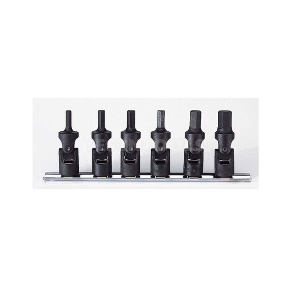 KOKEN UNIVERSAL HEX BIT SOCKET SET ON RAIL 3/8" DRIVE 5MM - 12MM 6 PIECES RS3430M/6