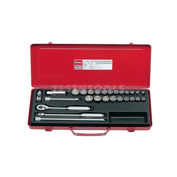 KOKEN SOCKET SET 3/8" DRIVE 3/8" - 7/8" & 7MM - 22MM 12PT 27 PIECE 3206AM