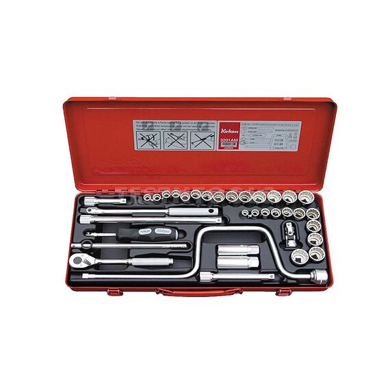 KOKEN SOCKET SET 3/8" DRIVE 5/16" - 7/8" & 9MM - 22MM 12PT 36 PIECE 3201AM