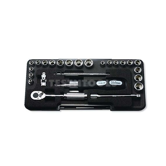 KOKEN SOCKET SET ABS CASE 1/4" DRIVE 3/16" - 1/2" & 4" - 13MM 6PT 25 PIECE P2201AM