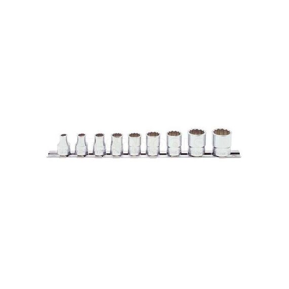 KOKEN SOCKET SET ON RAIL 3/8" DRIVE 1/4" - 3/4" 12PT 9 PIECE RS3405A/9