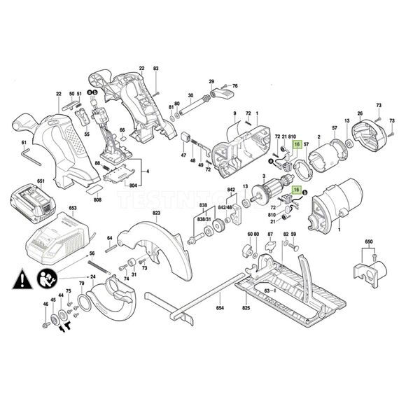 BOSCH GKS18V-LI SPARE PART NUMBER 16 - BRUSH HOLDER SET 2610934990