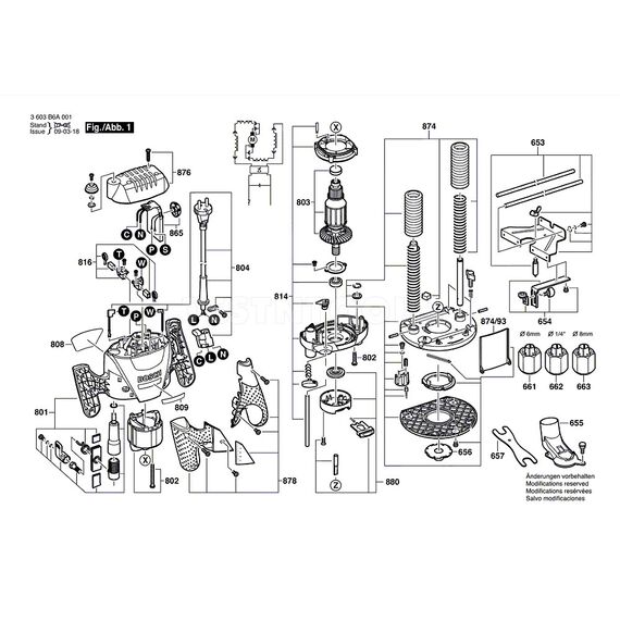 BOSCH POF1200AE SPARE PART NUMBER 653 - PARALLEL GUIDE 1609203V37