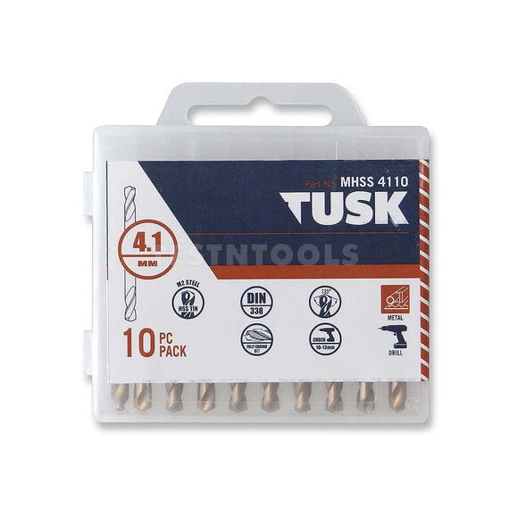 TUSK DOUBLE-END DRILL BITS HSS 4.1MM 10 PIECE MHSS4110