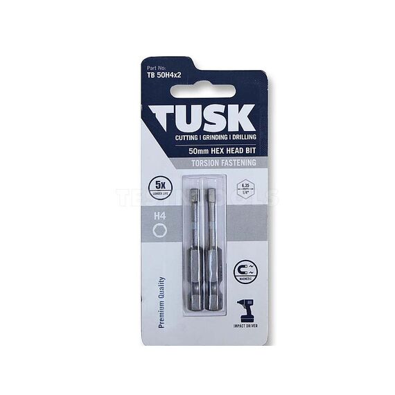 TUSK TORSION BIT 50MM X H4 2 PIECE TB50H4X2