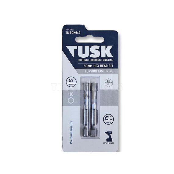 TUSK TORSION BIT 50MM X H6 2 PIECE TB50H6X2