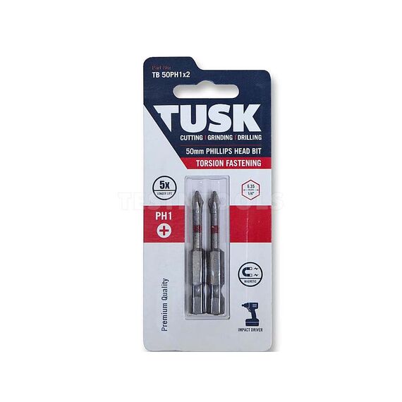 TUSK TORSION BIT 50MM X PH1 2 PIECE TB50PH1X2