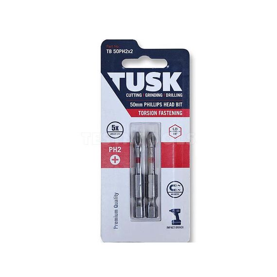 TUSK TORSION BIT 50MM X PH2 2 PIECE TB50PH2X2