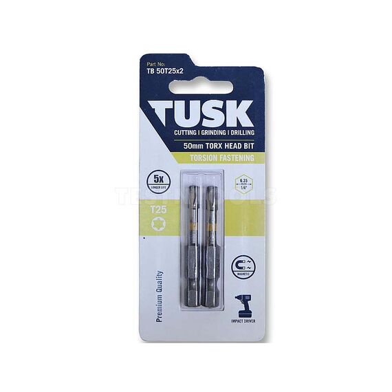 TUSK TORSION BIT 50MM X TORX25 2 PIECE TB50T25X2