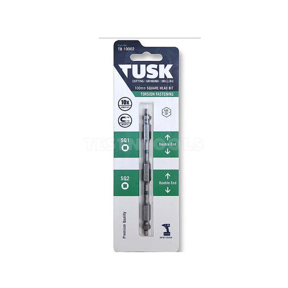 TUSK TORSION BIT DOUBLE ENDED 100MM X SQ1+SQ2 TB10002