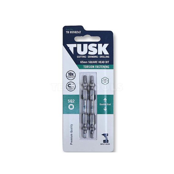 TUSK TORSION BIT DOUBLE ENDED 65MM X SQ2 2 PIECE TB65SQ2X2