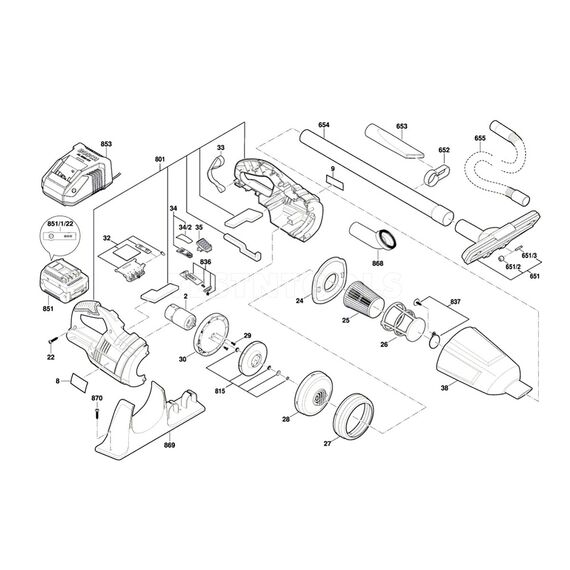 BOSCH GAS18VLI SPARE PART NUMBER 38 - DUST CHAMBER 1619PA5201