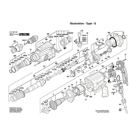 BOSCH GBH2-28L SPARE PART NUMBER 3 - ARMATURE 240V 1614010281